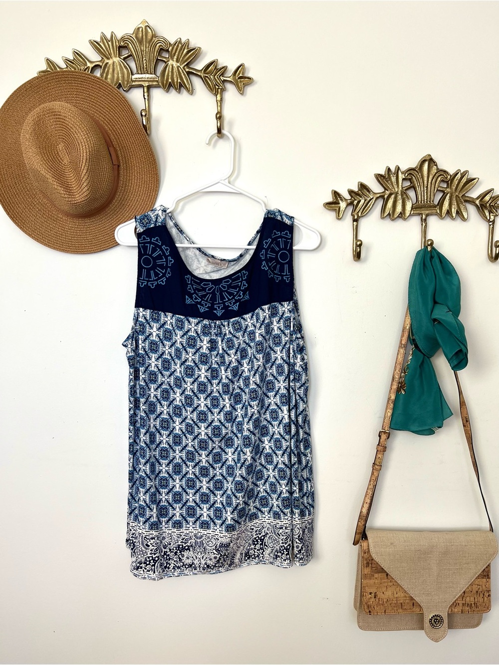 Boho embroidery on top Sleeveless Women's Tank Top l ptp 22” l 27”